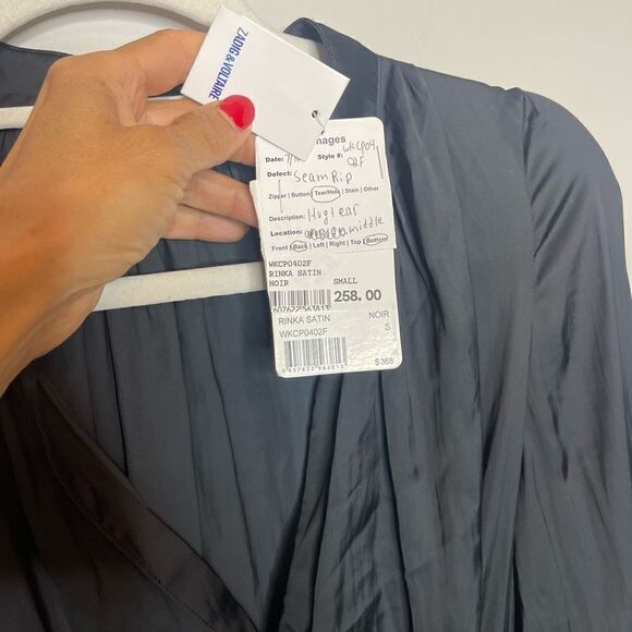 Zadig &Voltaire Rinka satin minidress in Black Small New  FLAWED - Picture 6 of 10